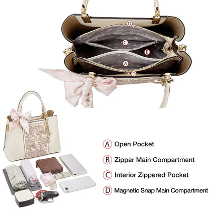 Damen Umhängetasche aus Spaltleder mit chinesischer Stickerei im eleganten Stil