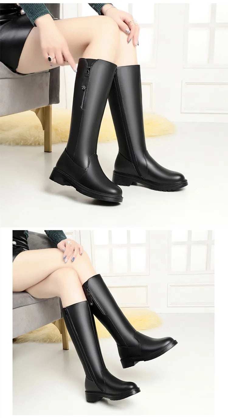 AIYUQI Women Long Boots Genuine Leather 2025 New Fashion Winter Warm Women's High Boots Large Size Non-Slip Women's Snow Boots