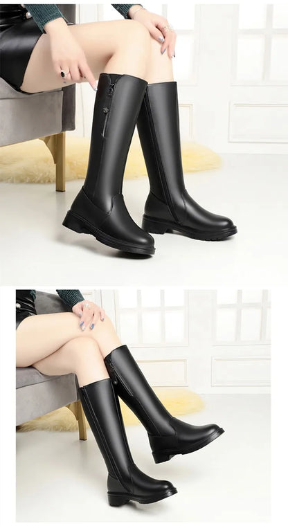 AIYUQI Women Long Boots Genuine Leather 2025 New Fashion Winter Warm Women's High Boots Large Size Non-Slip Women's Snow Boots