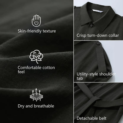 Elegantes Damenkleid Mit Kragen Und Gürtel Für Büro Und Freizeit