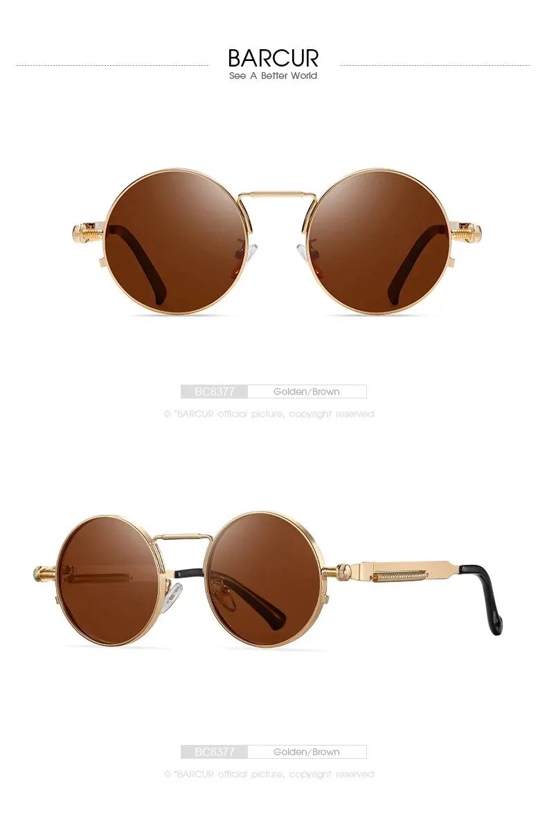 Sonnenbrille rund Steampunk Retro UV400 polarisiert Herren Damen C
