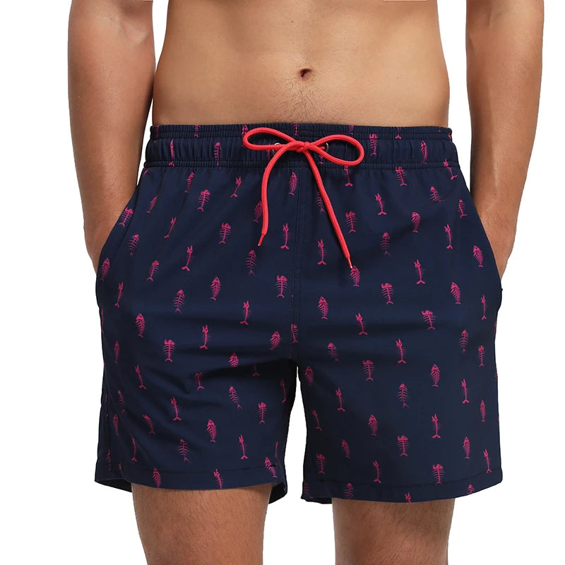 Herren-Badeshorts mit niedrigem Bund und sexy Print – ideal für Gym und Surfen, herausnehmbare Polster, mehrfarbig