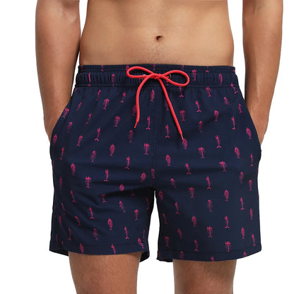 Herren-Badeshorts mit niedrigem Bund und sexy Print – ideal für Gym und Surfen, herausnehmbare Polster, mehrfarbig