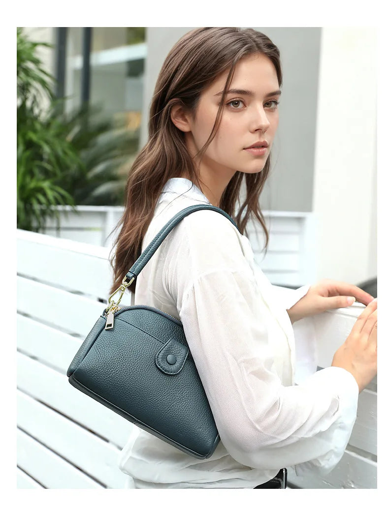 Damen-Handtasche Aus Rindleder Mit Mehreren Innenfächern Und Top-Griff Ideal für Alltag Und Abendveranstaltungen