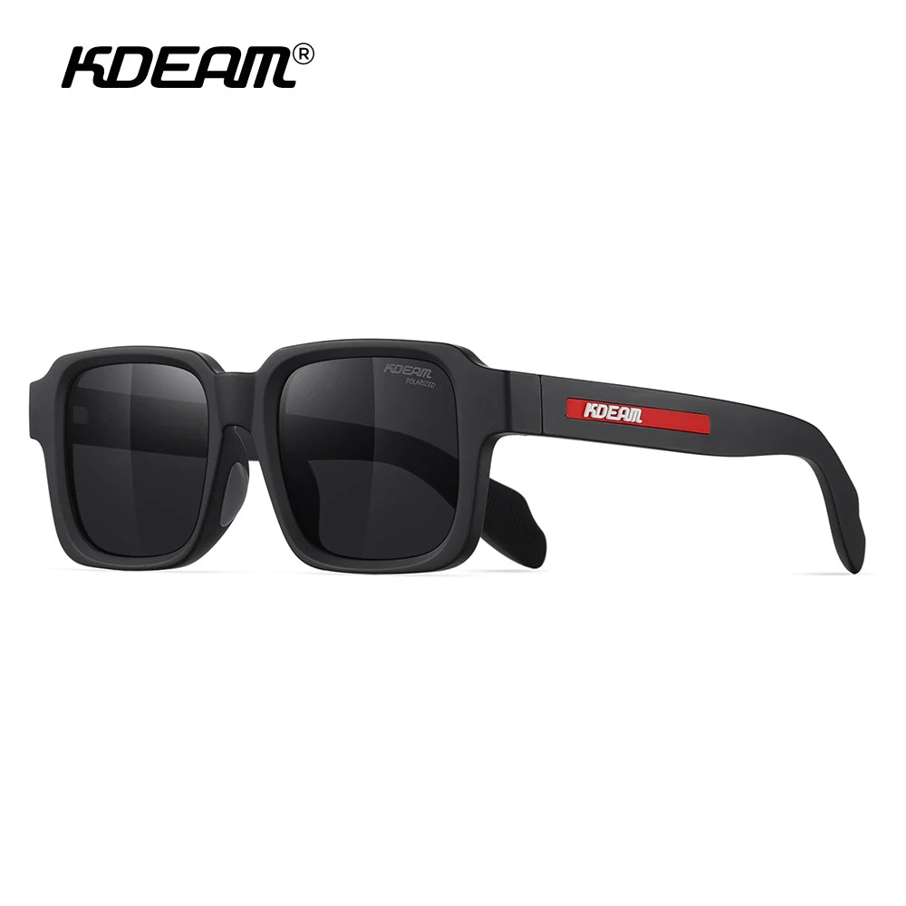 Sonnenbrille quadratisch polarisiert Vintage Bergsteigen Reißverschlussetui Herren