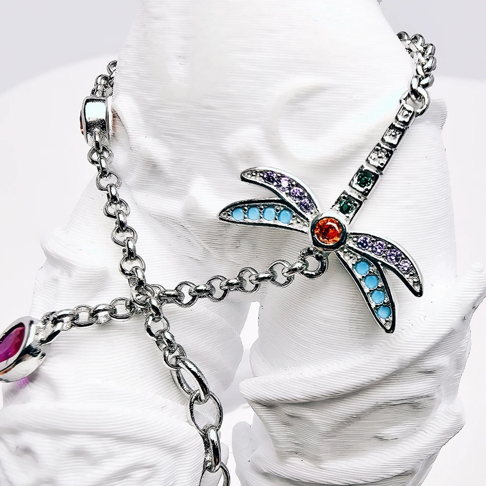 Damen-Armband Libelle bunt Böhmen aus Sterlingsilber