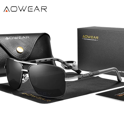 AOWEAR Vintage-Spiegel-Polarisierte Sonnenbrille für Herren und Damen, UV400, Retro-Sonnenbrille, hochwertige Fahrbrille mit Etui
