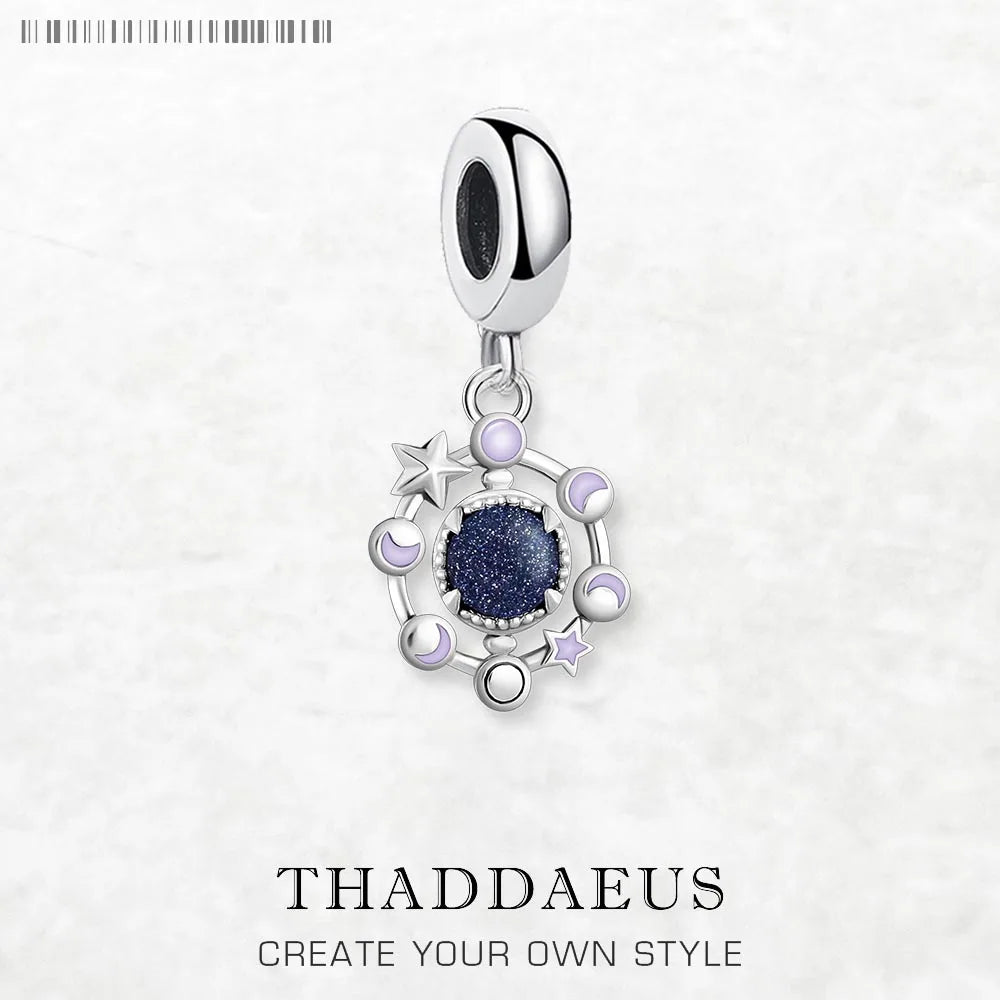 Damen-Charm-Anhänger Mondphasen handgefertigt II aus Sterlingsilber