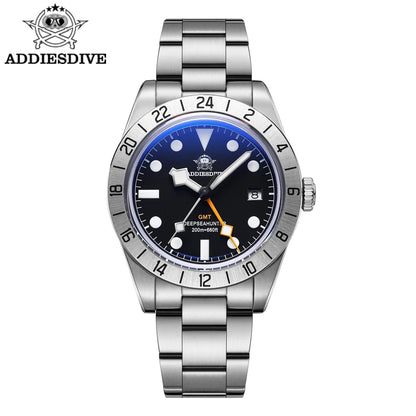 Herren-GMT-Taucheruhr mit Swiss-Ronda-Werk und Bubble-Glas