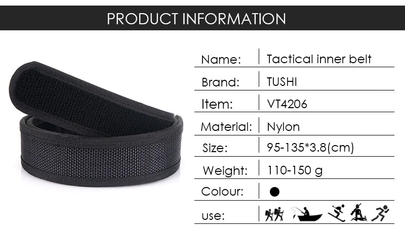 Herren-Gürtel Aus Nylon Mit Klettverschluss Breite 3,8 cm Verstellbare Länge 95-135 cm