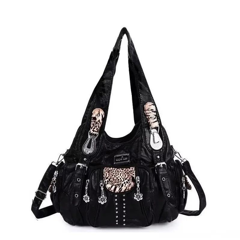 Damen-Schultertasche aus PU-Leder großes Fassungsvermögen ideal für Alltag und Reisen