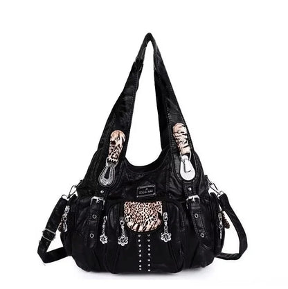 Damen-Schultertasche aus PU-Leder großes Fassungsvermögen ideal für Alltag und Reisen