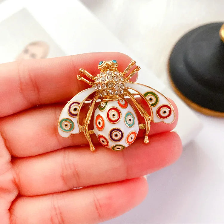 Brosche Biene Kristall Strass Groß Metall Vintage Luxus Anzug Damen