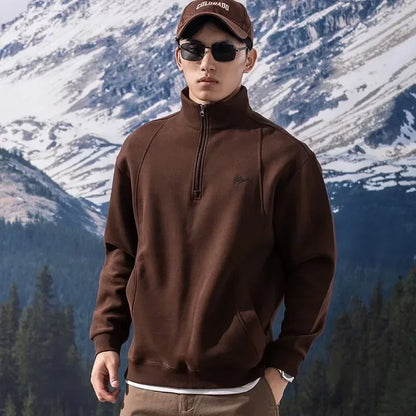 Herren Sweatshirt im Y2K Vintage-Stil mit halb durchgehendem Reißverschluss