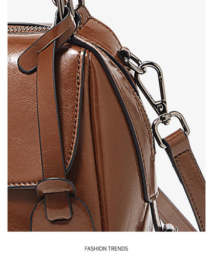 Damen Handtasche aus Spaltleder im Retro-Luxus-Design als Umhängetasche