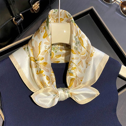 Damen Seidenschal 53cm quadratisch Blumenprint Luxus Hijab Bandana I