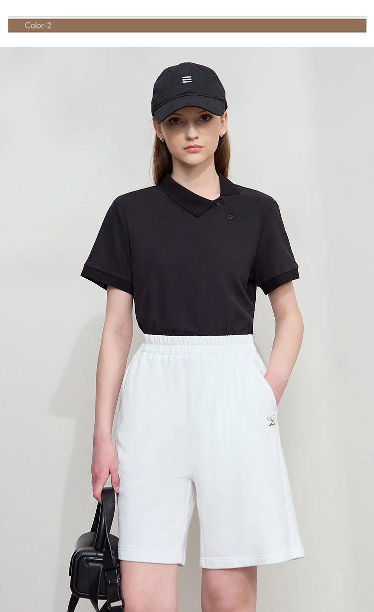 Damen T-Shirt im Minimalismus-Stil mit asymmetrischem Schnitt für den Sommer