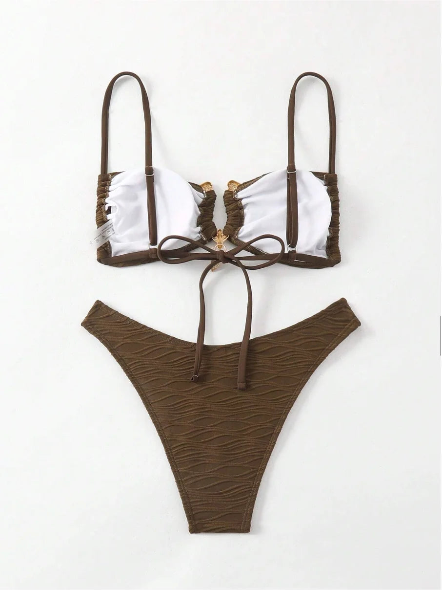 Patchwork-Bikini-Set mit Push-up-Effekt – Sexy Bademode für Damen am Strand und Pool