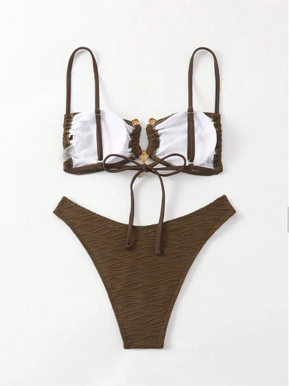 Patchwork-Bikini-Set mit Push-up-Effekt – Sexy Bademode für Damen am Strand und Pool