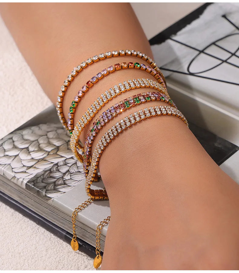 Damen-Kettenarmband mit Zirkonia und Regenbogenkristall