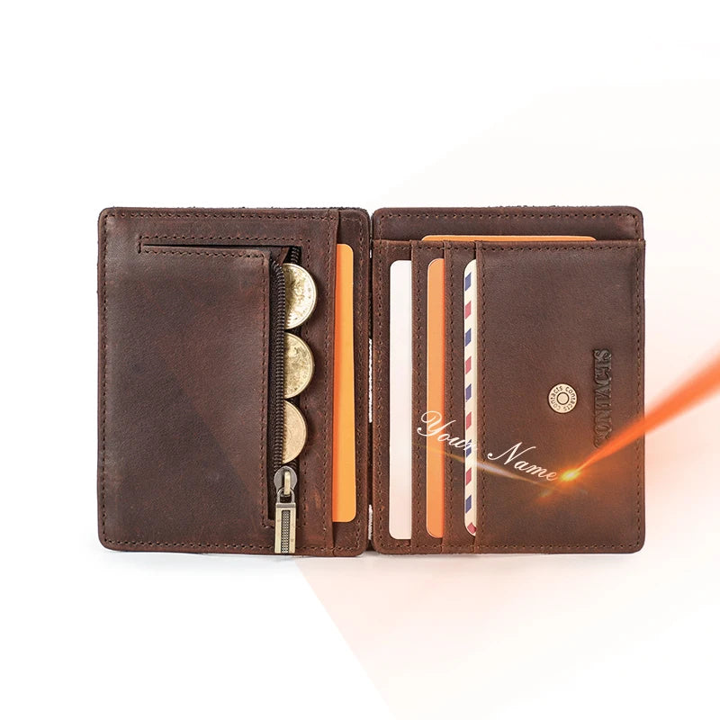 Herren Echtleder Geldbörse Slim RFID Kartenhalter Geldclip ultra dünn Mini Geschenk