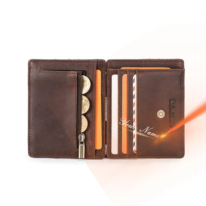 Herren Echtleder Geldbörse Slim RFID Kartenhalter Geldclip ultra dünn Mini Geschenk