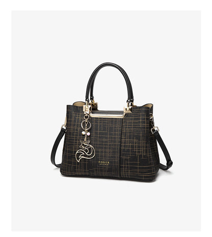 Damen Handtasche aus Split-Leder mit Saffiano-Design und Große Kapazität