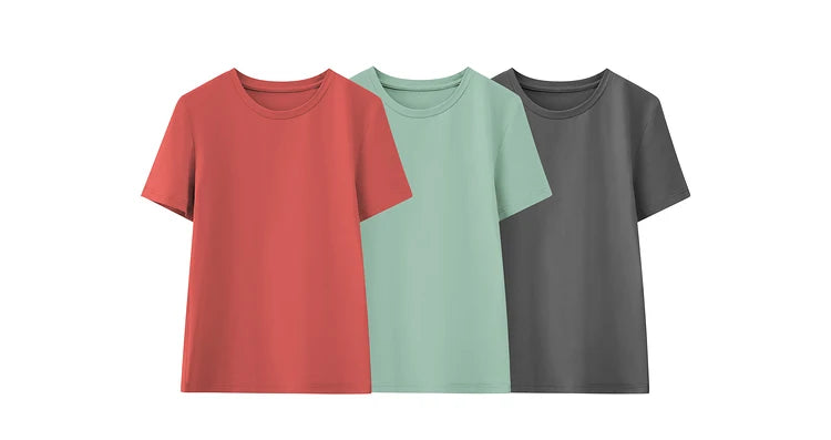Damen T-Shirt im minimalistischen Stil mit lässigem O-Ausschnitt und kurzen Ärmeln