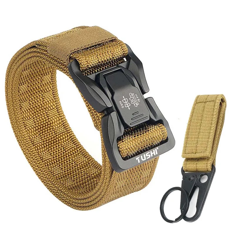 Herren-Taktischer Outdoor-Gürtel Mit Metall-Schnalle Und Schnellverschluss In Schwarz