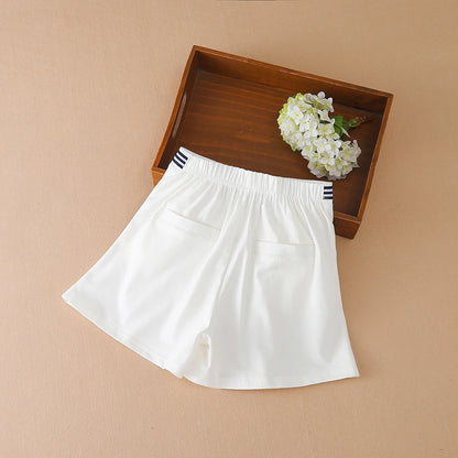 Kinder Mädchen Sommer Shorts Schule Kinder Adrette Elastische Taille Baumwolle Hosen Nette Baby Kleidung