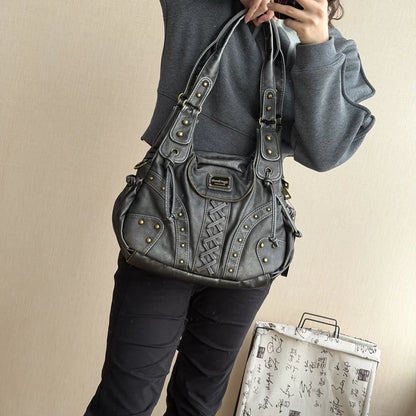 Damen-Top-Handle-Tasche aus PU-Leder mit Telefonfach und mehreren Innenfächern für Alltag und Freizeit