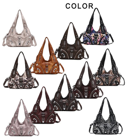 Damen-Schultertasche mit Leopardenmuster und Top-Handle Tragegriff für Alltag und Freizeit Vielseitig