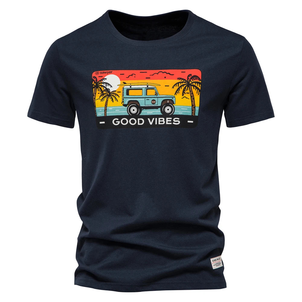 Herren T-Shirt aus Baumwolle mit hochwertigem Druck im lässigen Stil