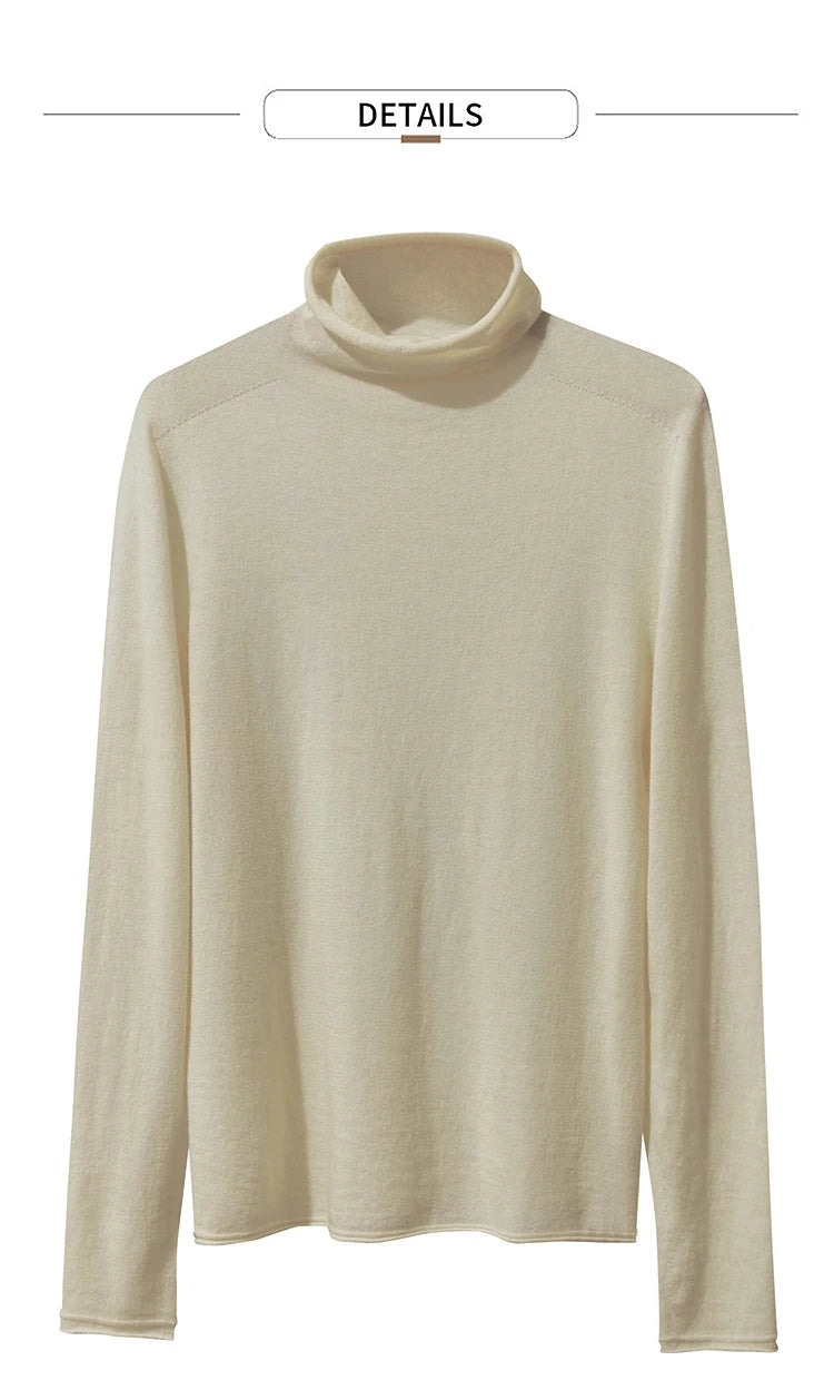 Damen-Rollkragenpullover 100 % Wolle gerade einfarbig Herbst-Winter