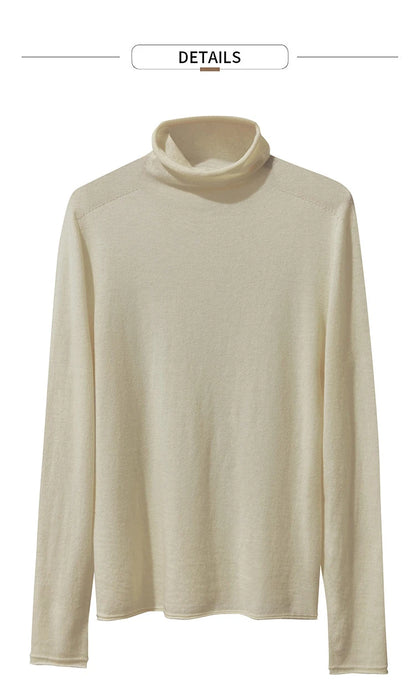 Damen-Rollkragenpullover 100 % Wolle gerade einfarbig Herbst-Winter