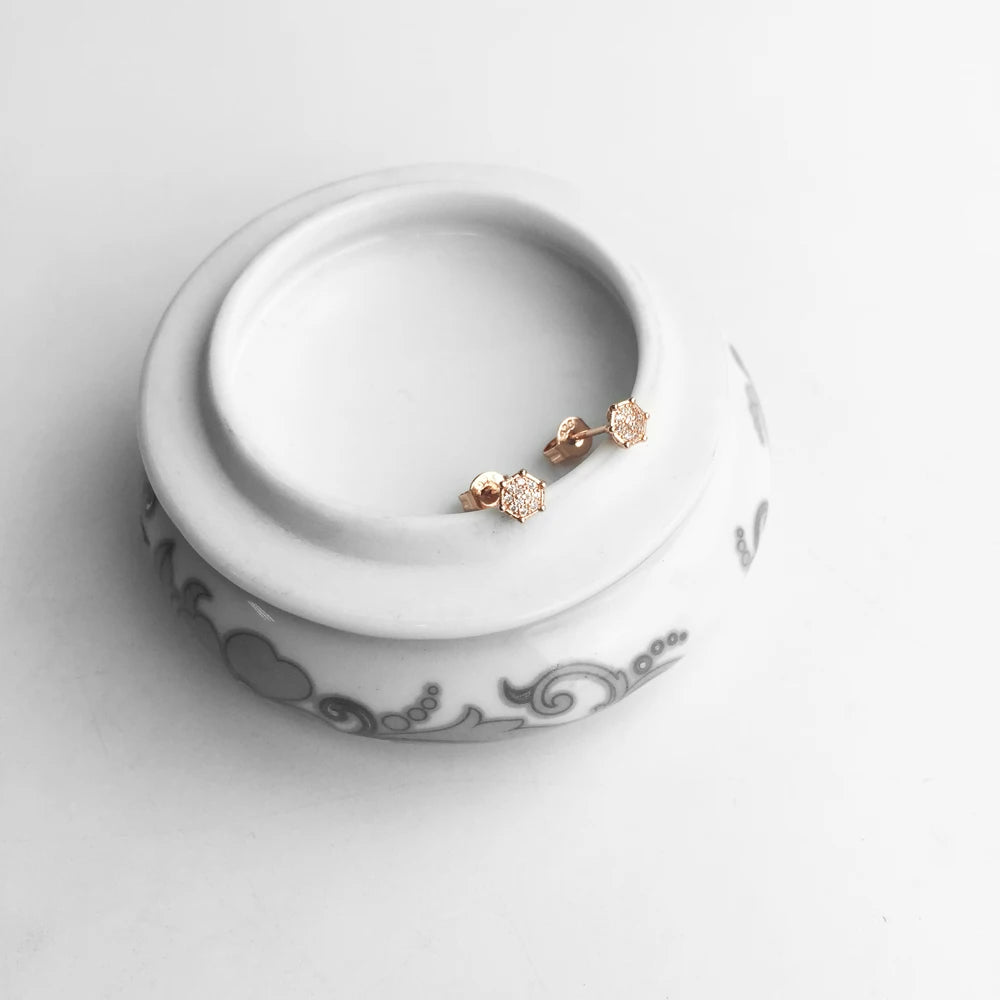 Damen-Ohrstecker Pavé weißer Zirkonia geometrisch aus Sterlingsilber