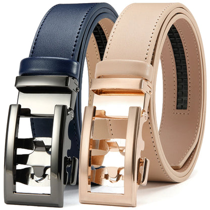 Herren Echtleder-Gürtel Hohles Muster Automatik-Schnalle Unisex 3,5 cm