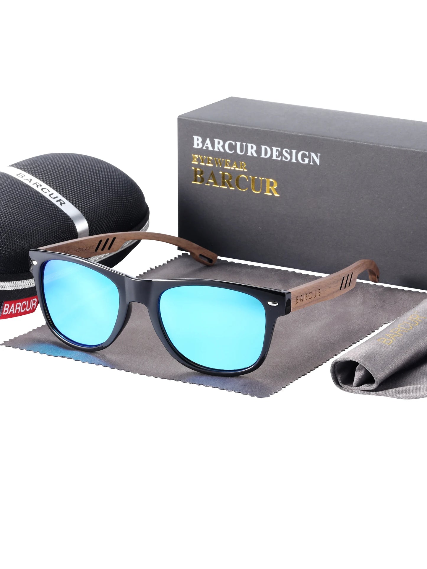 Sonnenbrille Holz Walnuss polarisiert UVA/B Schutz leicht Herren