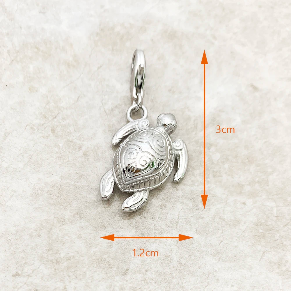 Schildkröten-Charm-Anhänger aus 925er Sterlingsilber, ca. 3 cm Höhe