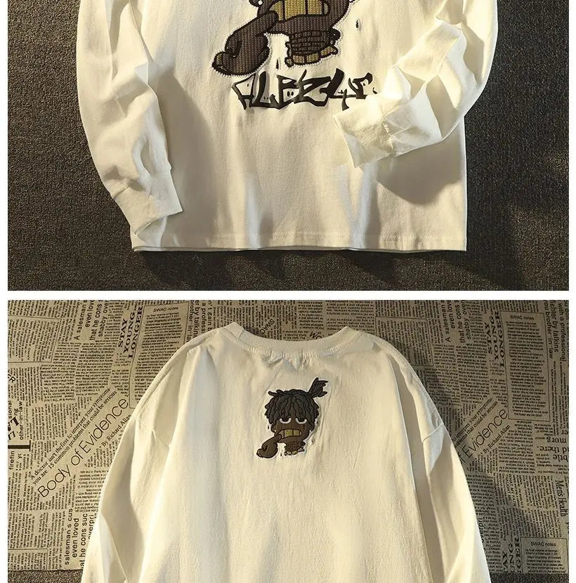 Herren-Pullover mit O-Ausschnitt und Cartoon-Print – warmes, modisches Design für Herbst und Winter