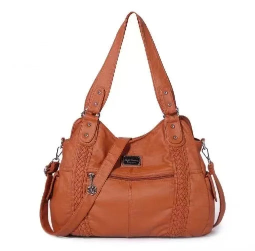 Damen-Schultertasche Silber PU-Leder mit Mehrfachfächern für Alltag und Freizeit