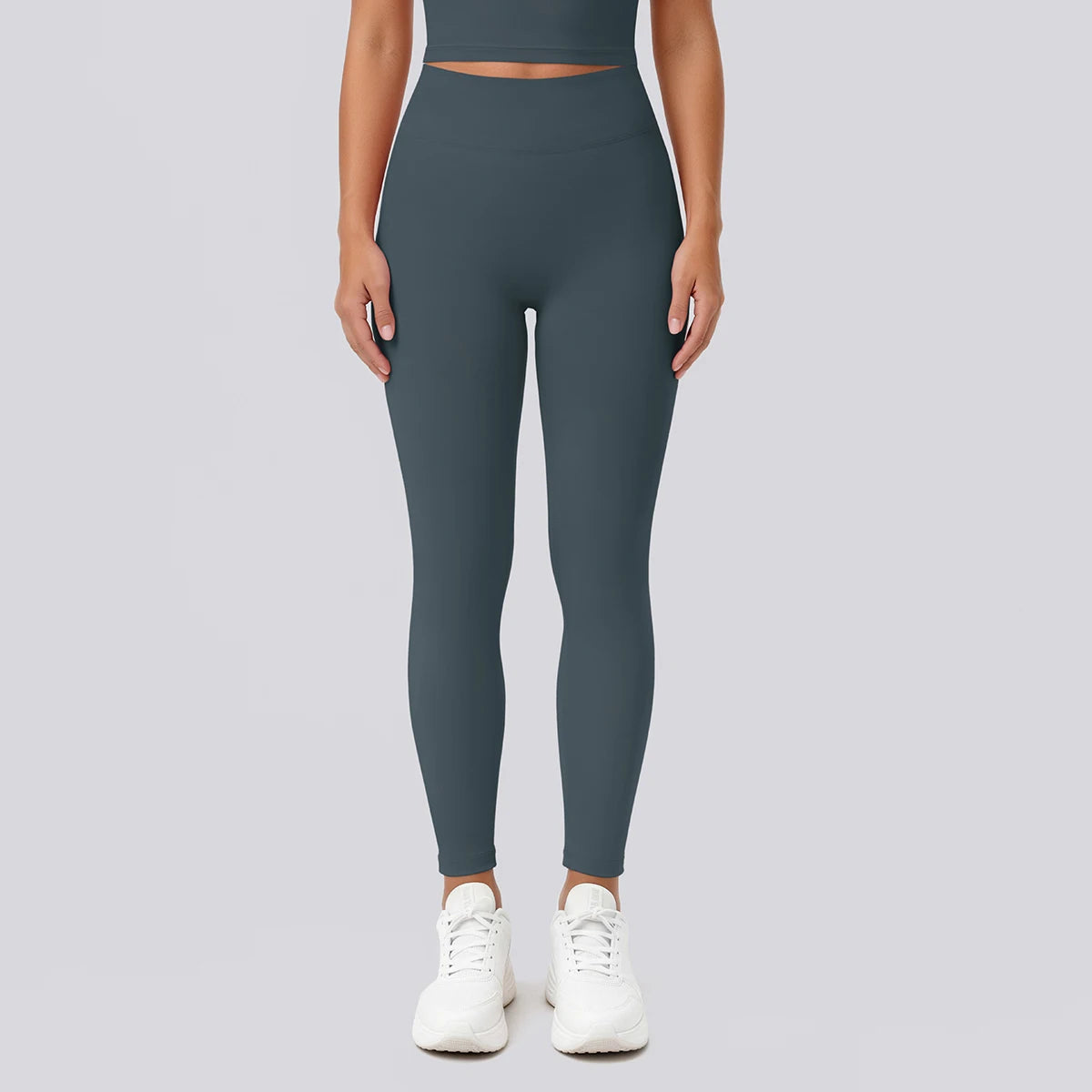 Yoga-Leggings Damen, enganliegend, dunkelgrün, bis Knöchel, blickdicht