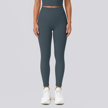 Yoga-Leggings Damen, enganliegend, dunkelgrün, bis Knöchel, blickdicht