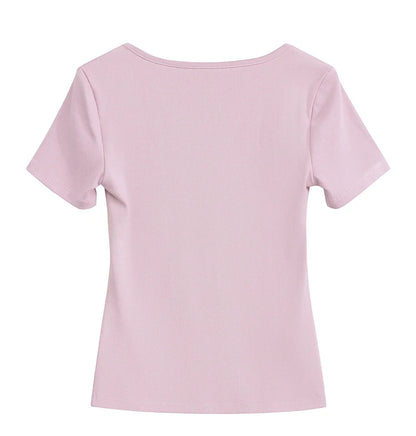 Damen Tops und T-Shirts im minimalistischen Stil mit quadratischem Kragen