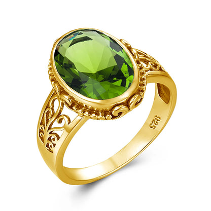 Damen-Ring Mit Citrin Im Ovalschnitt, Art Déco Stil, Geburtsstein Schmuck Aus Silber 925