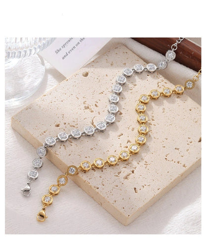 Damen-Charm-Armband mit Zirkonia-Kette aus Edelstahl
