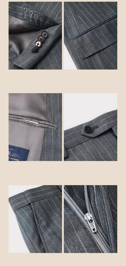 Eleganter Herrenanzug aus 70% Wolle – Slim Fit, einreihig, ideal für Hochzeiten, Büro und festliche Anlässe.