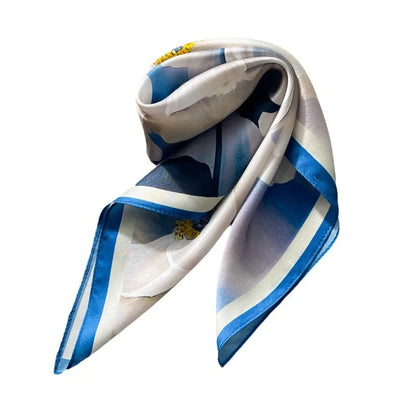 Damen Seidensatin Schal Tasche Kopf Bandana Halstuch bedruckt O