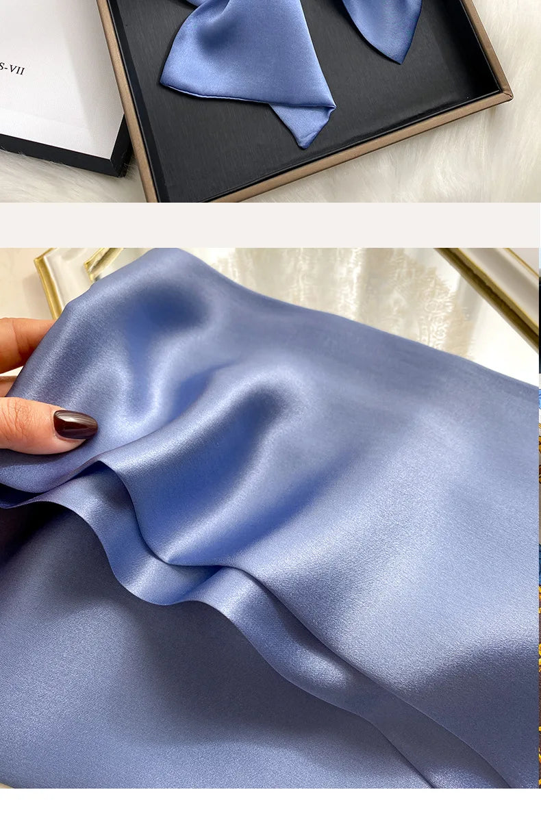 Damen Seidenschal dünn Taschenband Foulard Haarband Stirnband bedruckt B