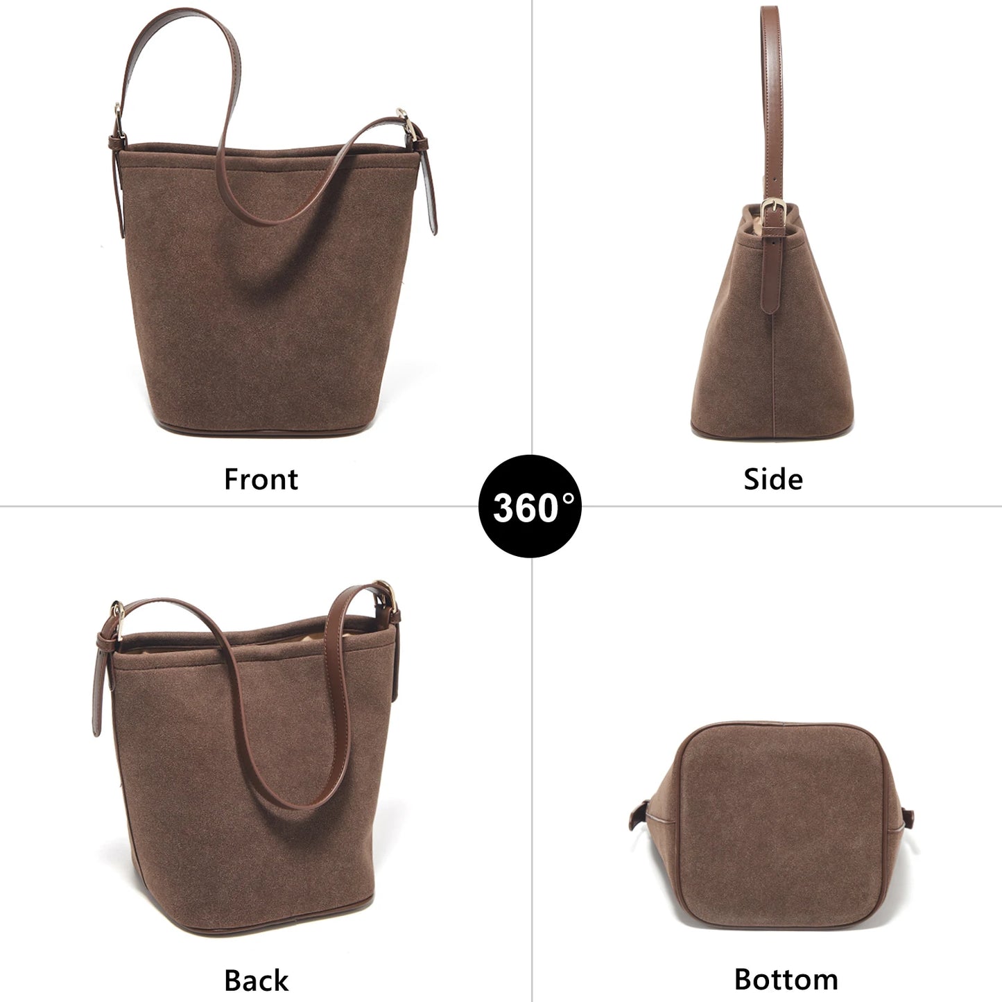 Damen Umhängetasche aus Wildleder 2-in-1 im Retro Stil Crossbody